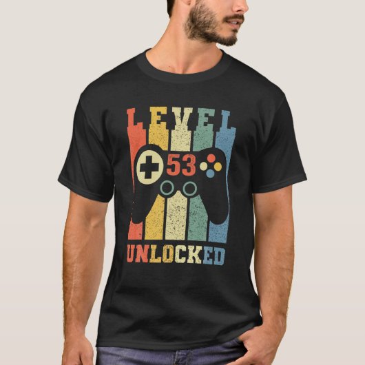 Grappig niveau 53 Onvergrendelde videogame Gamer B T-shirt (Voorkant)