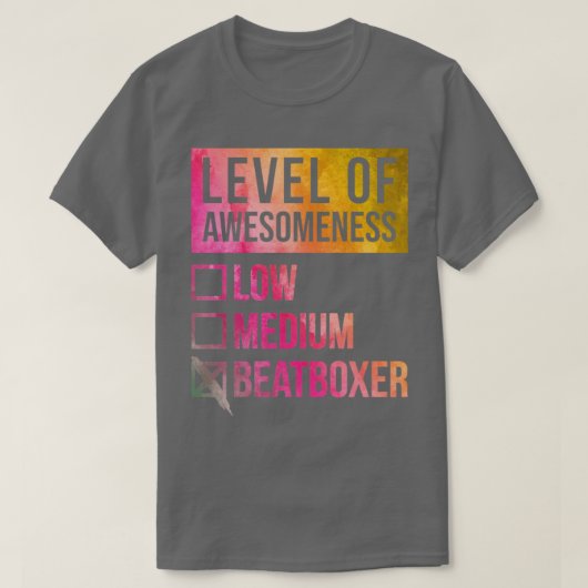 Grappig niveau van Awesomeness Low Beatboxing T-shirt (Design voorkant)