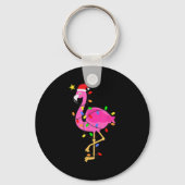 Grappig NK Flamingo in Santa Hat Kerstmis in juli Sleutelhanger (Voorkant)