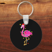 Grappig NK Flamingo in Santa Hat Kerstmis in juli Sleutelhanger (Voorkant)