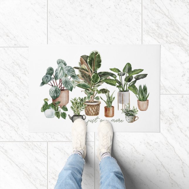 Grappig "Nog één Plant" Waterverf Botanisch Deurmat (Binnen)