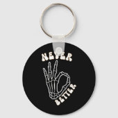 Grappig Nooit Beter Schedel Hand Halloween Ok Spoo Sleutelhanger (Voorkant)