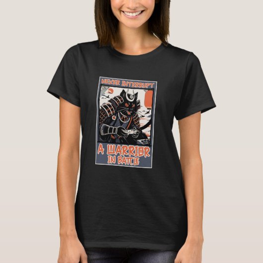 GRAPPIG Nooit Samurai-gamingkat onderbreken T-shirt (Voorkant)