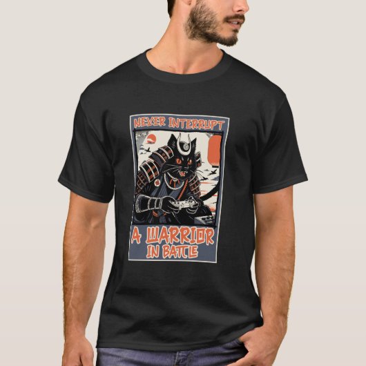 GRAPPIG Nooit Samurai Gammende Kat Onderbreken T-shirt (Voorkant)