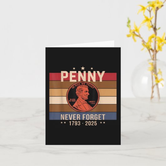 Grappig Nooit Vergeet Penny Coin 1 Cent Retro Stij Kaart (Gele Bloem)