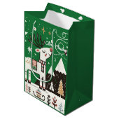 Grappig Noords Rendier Patroon Medium Cadeauzakje (Voorkant Gekanteld)