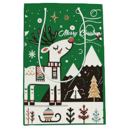 Grappig  Noords Rendier Patroon Medium Cadeauzakje