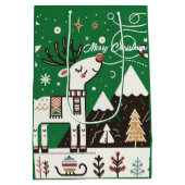 Grappig Noords Rendier Patroon Medium Cadeauzakje (Achterkant)