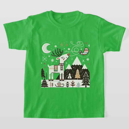Grappig Noords Rendier Patroon T-shirt (Laagn)
