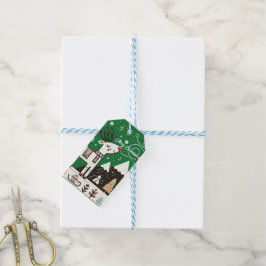 Grappig Noords rendierpatroon Cadeaulabel