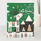 Grappig Noords Rendierpatroon Kaart (Voorkant)