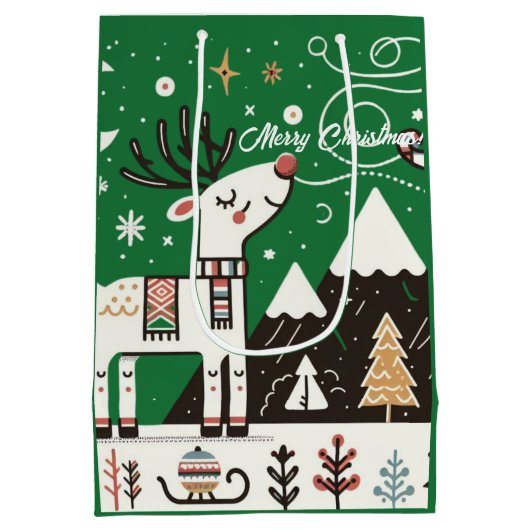 Grappig Noords rendierpatroon Medium Cadeauzakje (Achterkant)