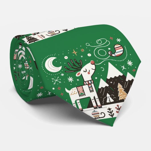Grappig Noords rendierpatroon Stropdas (Opgerold)
