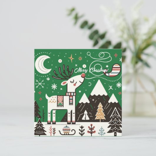 Grappig Noordse Rendierpatroon Kaart (Staand voorkant)