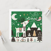 Grappig Noordse Rendierpatroon Kaart (Voorkant / Achterkant in situ)