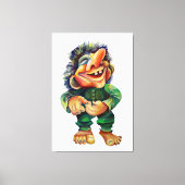 Grappig Noors Troll Waterverf illustratiekunstwerk Canvas Afdruk (Voorkant)