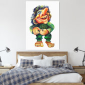 Grappig Noors Troll Waterverf illustratiekunstwerk Canvas Afdruk (Insitu (Slaapkamer))