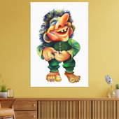 Grappig Noors Troll Waterverf illustratiekunstwerk Canvas Afdruk (Insitu (Woonkamer))
