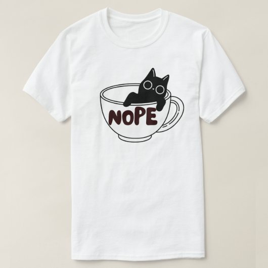 Grappig Nope Koffie Kat Ontwerp T-shirt (Design voorkant)