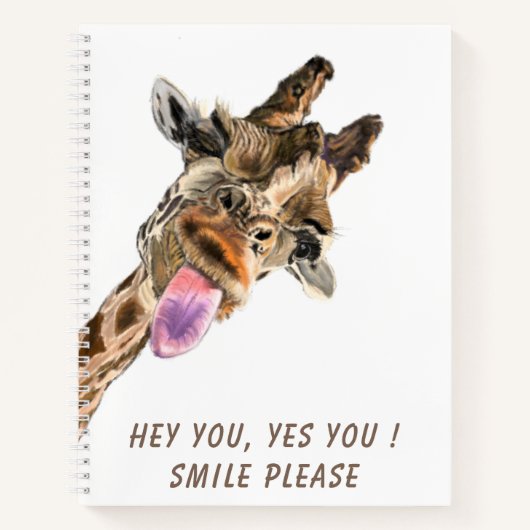 Grappig Notitieboek met afspeelbare Giraffe - Smil (Voorkant)