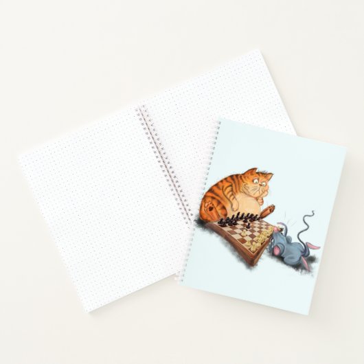 Grappig Notitieboek met Cat and Mouse Playing Ches (Binnen)