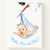 Grappig Notitieboek Ooievaar met Baby - aangepaste (Achterkant)