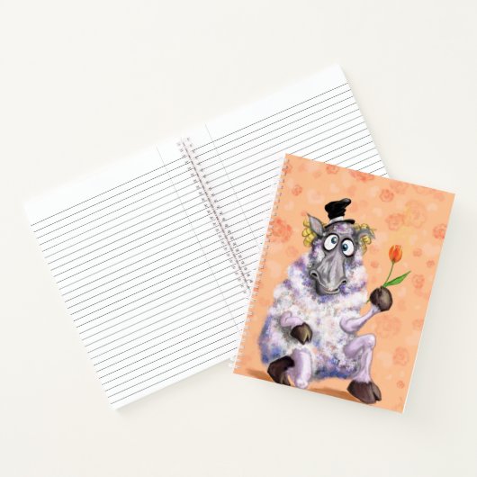Grappig Notitieboek Romatic Ram met Flower (Binnen)
