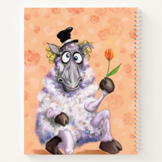 Grappig Notitieboek Romatic Ram met Flower (Achterkant)