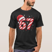 Grappig Nummer 67 Kerststol Streep Kerstmis T-shirt (Voorkant)