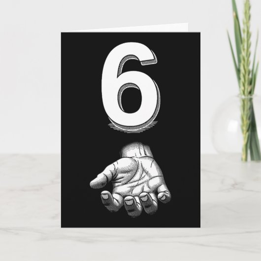 Grappig nummer 6 bijpassend 67 meme kostuum kaart (Voorkant)