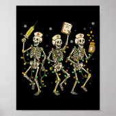 Grappig Nurse Skeleton Christmas Light Dance Steth Poster (Voorkant)