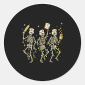 Grappig Nurse Skeleton Christmas Light Dance Steth Ronde Sticker (Voorkant)