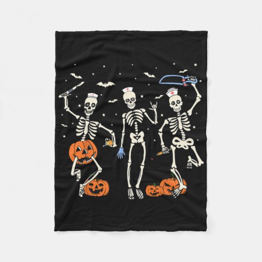 Grappig Nurse Skeleton Halloween Healthcare 2 Fleece Deken (Voorkant)
