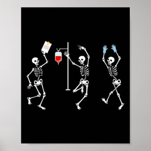 Grappig Nurse Skeleton Halloween Skeleton Kostuum Poster