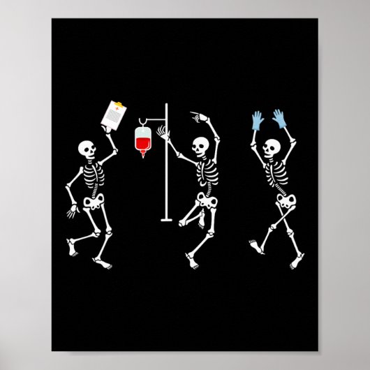 Grappig Nurse Skeleton Halloween Skeleton Kostuum Poster (Voorkant)