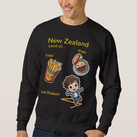 Grappig NZ Land van Pies Fries & Shakes Trui (Voorkant)
