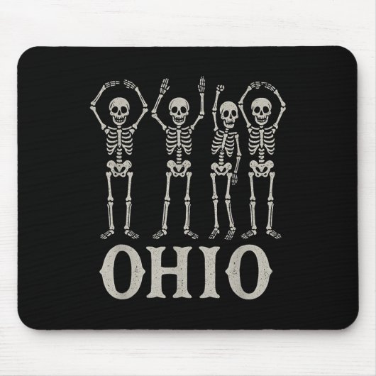 Grappig O-h-i-o State Skeleton Ohio Halloween Vint Muismat (Voorkant)