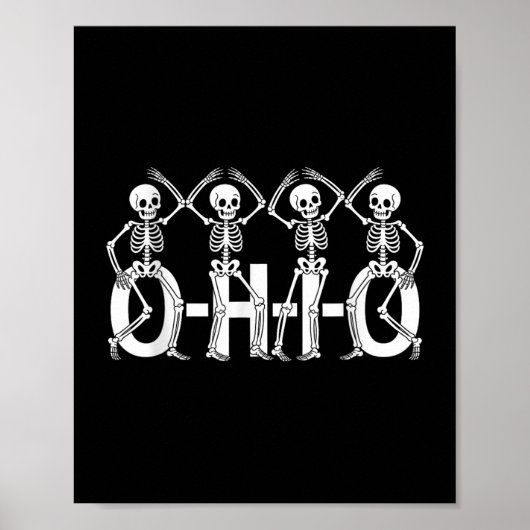 Grappig O-h-i-o State Skeleton Ohio Halloween Vint Poster (Voorkant)