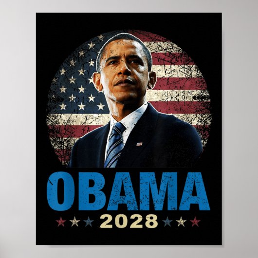 Grappig Obama 2028 Amerikaanse vlag Poster (Voorkant)