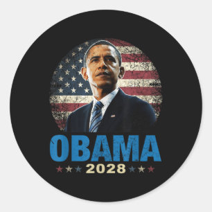 Grappig Obama 2028 Amerikaanse vlag Ronde Sticker