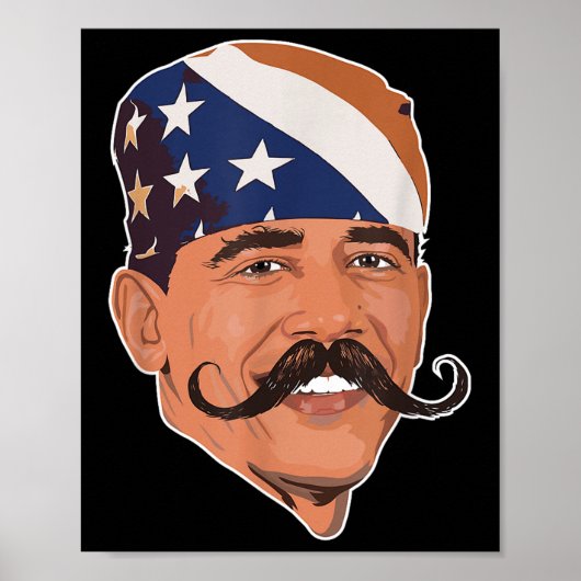 Grappig Obama snor Amerikaans Poster (Voorkant)