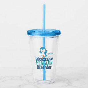Grappig obsessief-pinguïnaandoening acryl drinkbeker