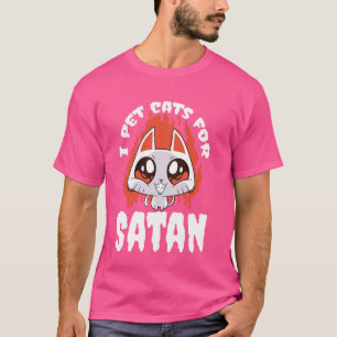 Grappig Occult en Satanisch Pentagram Kattenliefhe T-shirt