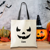 Grappig ogende Jack O'Lantern Custom Name Tote Bag