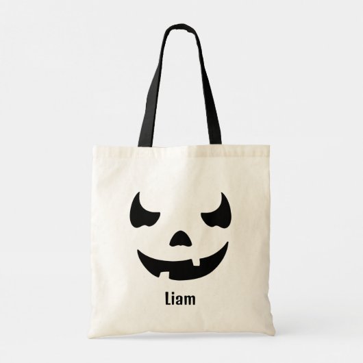 Grappig ogende Jack O'Lantern Custom Name Tote Bag (Achterkant)
