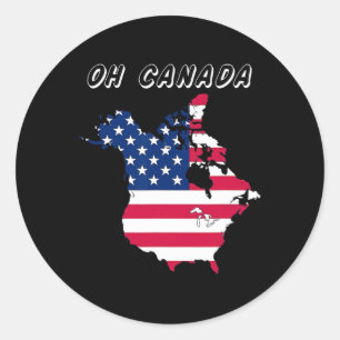 Grappig Oh Canada Grappige Trump kaart van de VS Ronde Sticker
