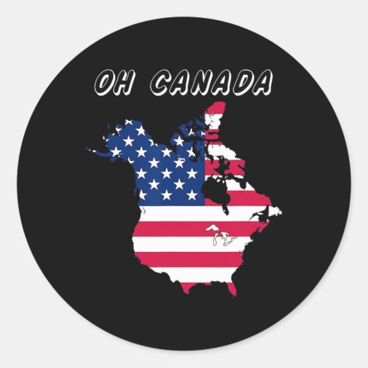Grappig Oh Canada Grappige Trump kaart van de VS Ronde Sticker (Voorkant)