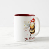 Grappig Oh Christmas Bee Tweekleurige Koffiemok (Voorkant rechts)