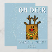 Grappig Oh Deer Wat een jaar Herten Tekenvakantie Feestdagenkaart (Voorkant / Achterkant)