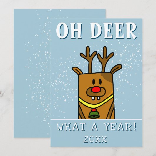 Grappig Oh Deer Wat een jaar Herten Tekenvakantie Feestdagenkaart (Voorkant / Achterkant)